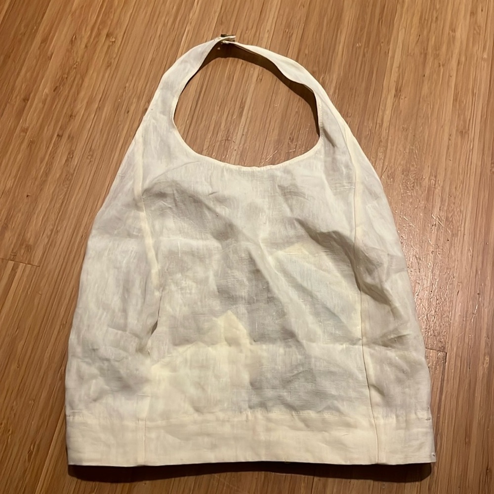 Le Kasha 100% linen BNWT halter crop top in cream